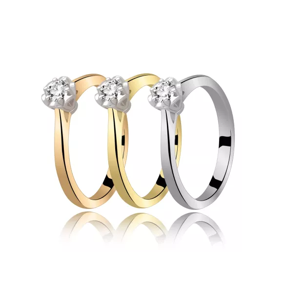 Pierścionek Złoty Z Brylantem 0,15ct RS0296