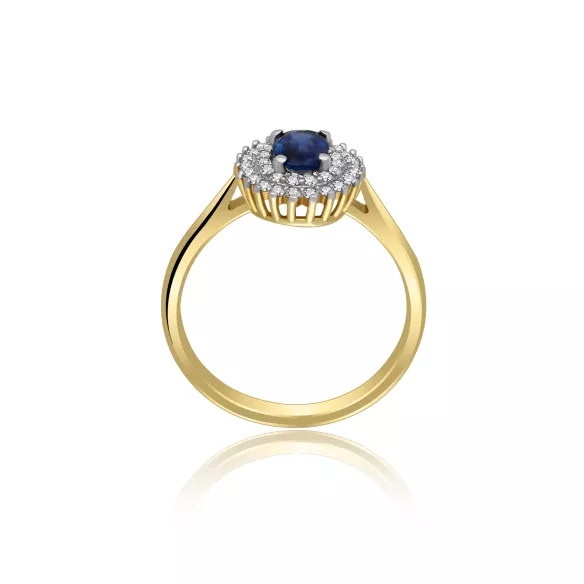Złoty Pierścionek Z Szafirem I Brylantami RSWK-14