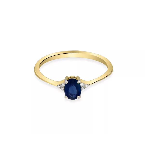 Złoty Pierścionek Z Szafirem I Brylantami RSWK-24