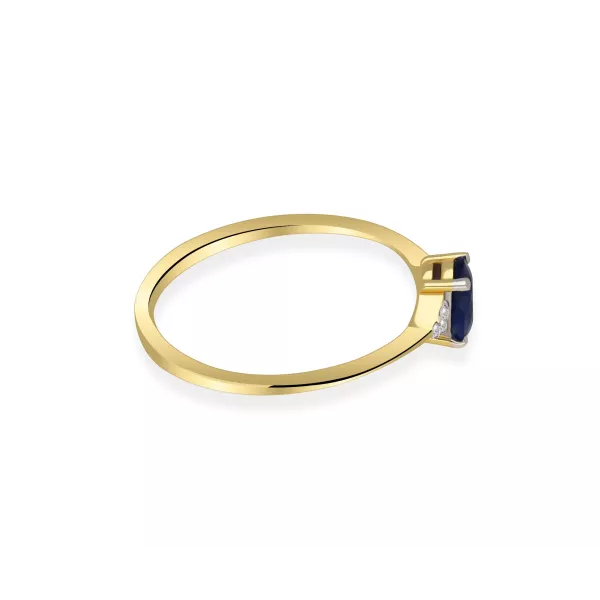Złoty Pierścionek Z Szafirem I Brylantami RSWK-24