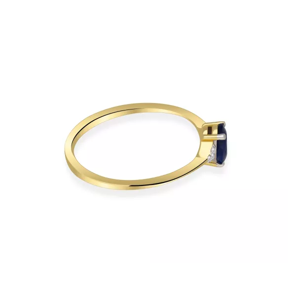 Złoty Pierścionek Z Szafirem I Brylantami RSWK-24