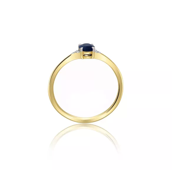 Złoty Pierścionek Z Szafirem I Brylantami RSWK-24