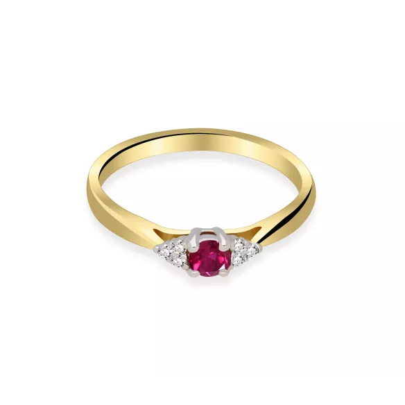 Złoty Pierścionek Z Rubinem I Brylantami RSWK-11