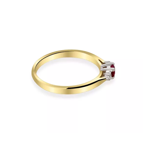 Złoty Pierścionek Z Rubinem I Brylantami RSWK-11
