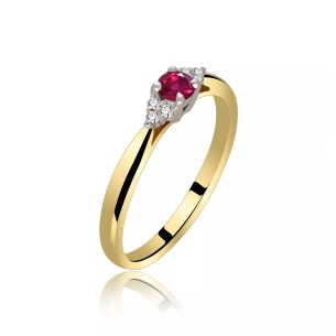Złoty Pierścionek Z Rubinem I Brylantami RSWK-11