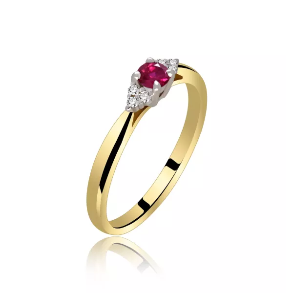 Złoty Pierścionek Z Rubinem I Brylantami RSWK-11