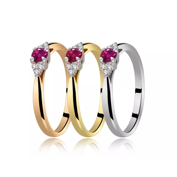 Złoty Pierścionek Z Rubinem I Brylantami RSWK-11