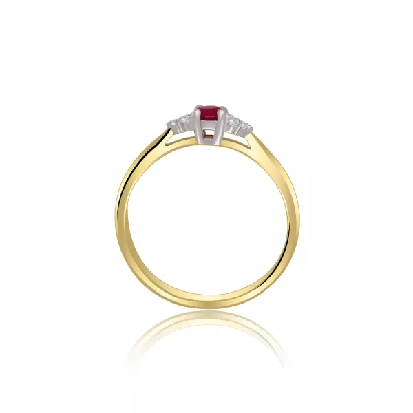 Złoty Pierścionek Z Rubinem I Brylantami RSWK-11