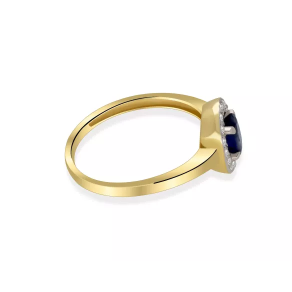 Złoty Pierścionek Z Szafirem I Brylantami RSWK-1