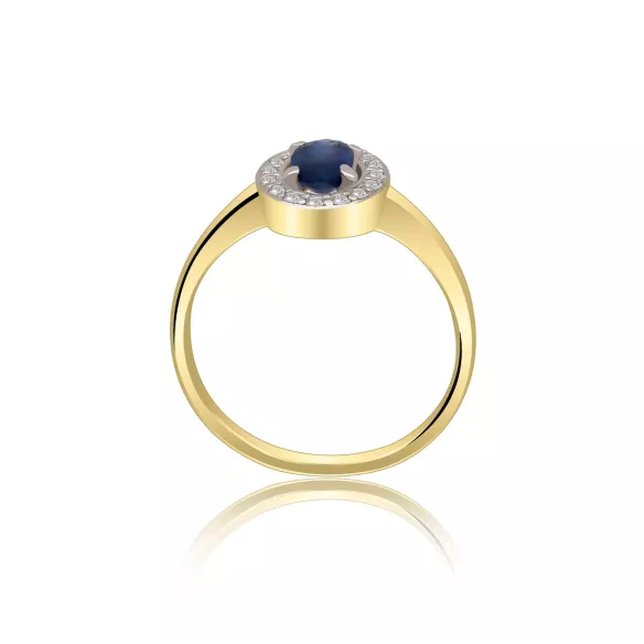 Złoty Pierścionek Z Szafirem I Brylantami RSWK-1