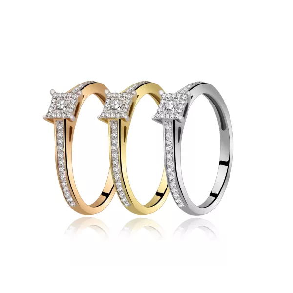 Pierścionek Złoty Z Brylantami 0,14ct RS0517