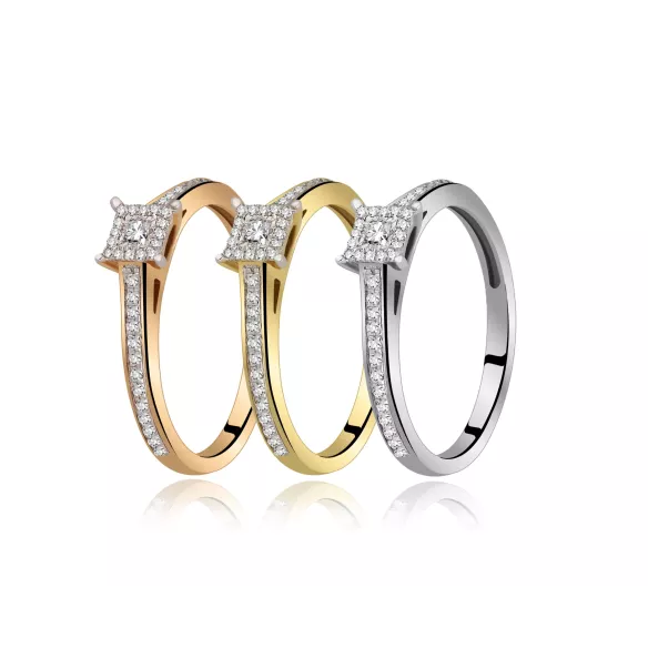 Pierścionek Złoty Z Brylantami 0,14ct RS0517