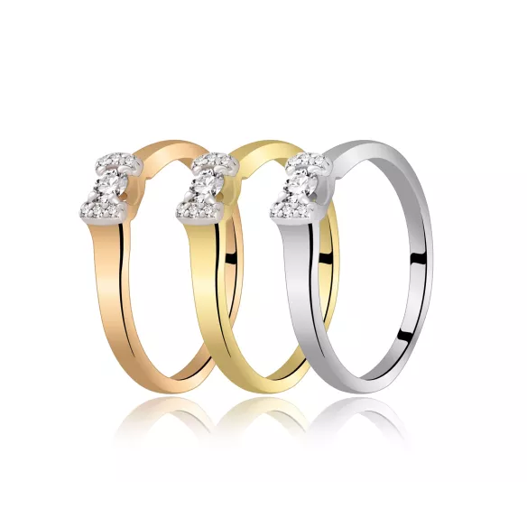 Pierścionek Złoty Z Brylantami 0,13ct RS0384