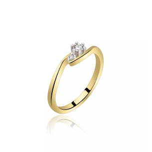 Pierścionek Złoty Z Brylantami 0,11ct RS0378