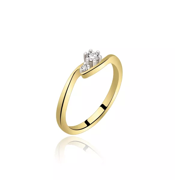 Pierścionek Złoty Z Brylantami 0,11ct RS0378