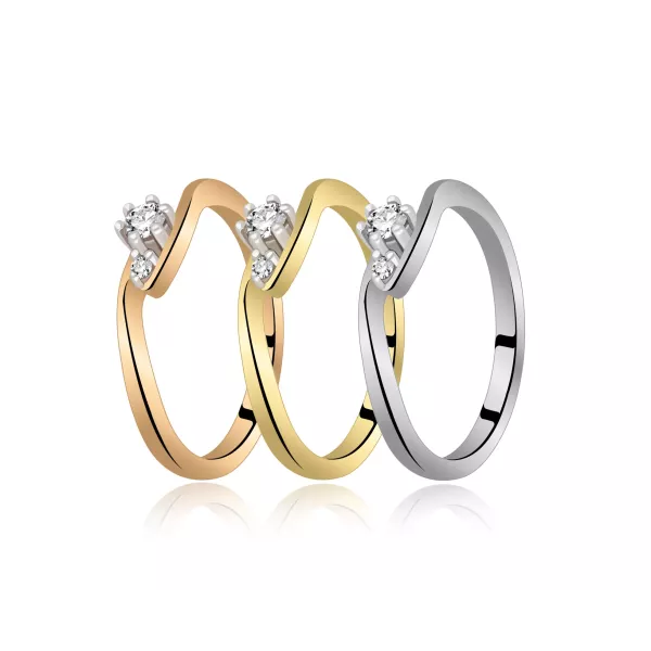 Pierścionek Złoty Z Brylantami 0,11ct RS0378