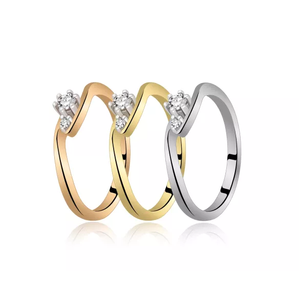 Pierścionek Złoty Z Brylantami 0,11ct RS0378