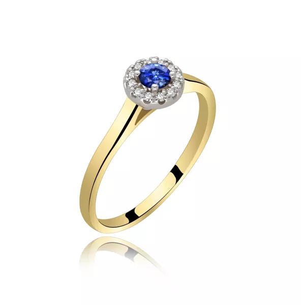 Złoty Pierścionek Z Szafirem I Brylantami RS0369SZ