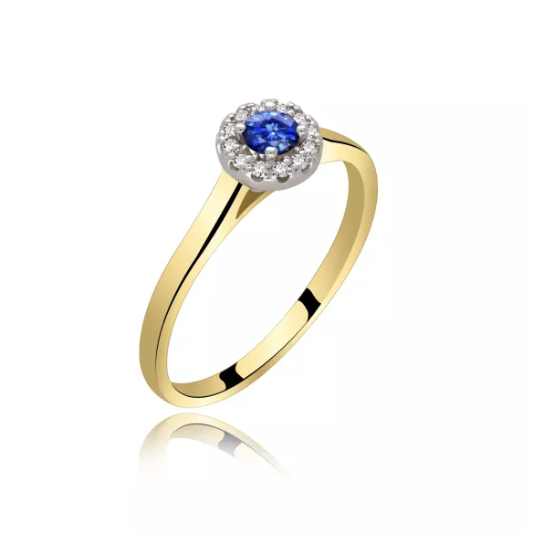 Złoty Pierścionek Z Szafirem I Brylantami RS0369SZ