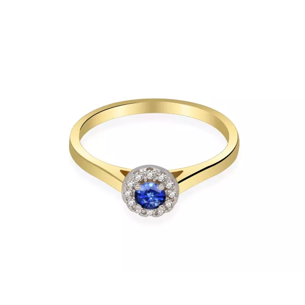 Złoty Pierścionek Z Szafirem I Brylantami RS0369SZ