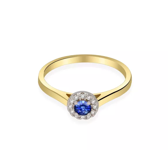 Złoty Pierścionek Z Szafirem I Brylantami RS0369SZ