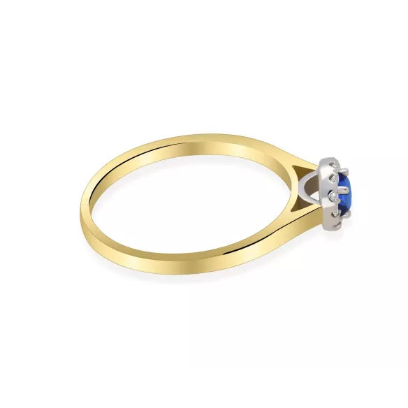 Złoty Pierścionek Z Szafirem I Brylantami RS0369SZ