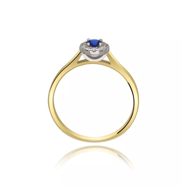 Złoty Pierścionek Z Szafirem I Brylantami RS0369SZ