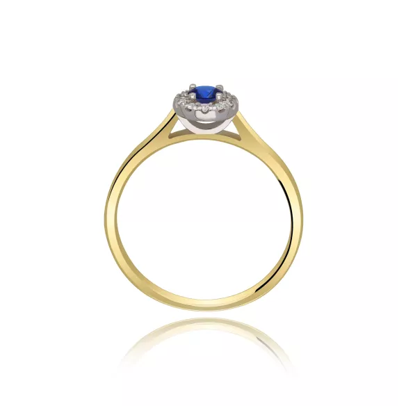 Złoty Pierścionek Z Szafirem I Brylantami RS0369SZ