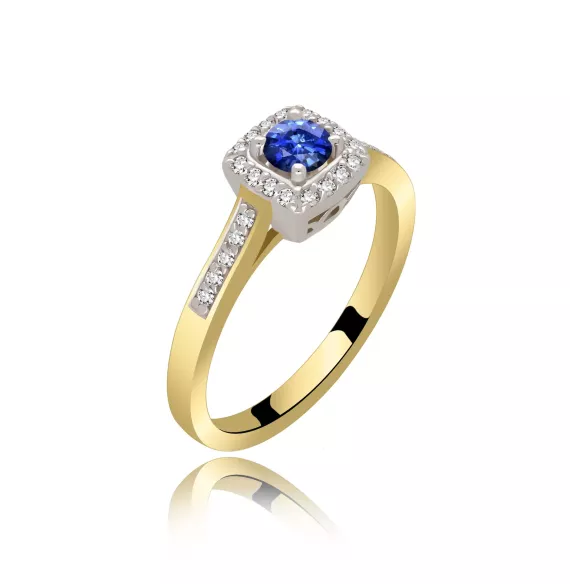 Złoty Pierścionek Z Szafirem I Brylantami RS0288SZ