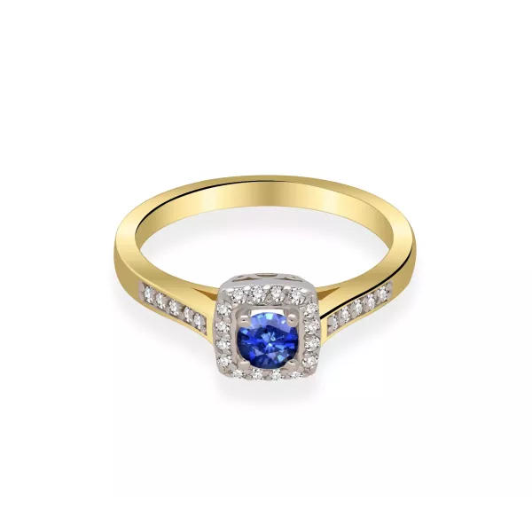 Złoty Pierścionek Z Szafirem I Brylantami RS0288SZ
