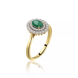 Złoty Pierścionek Z Szmaragdem I Brylantami RSRR538EMY14