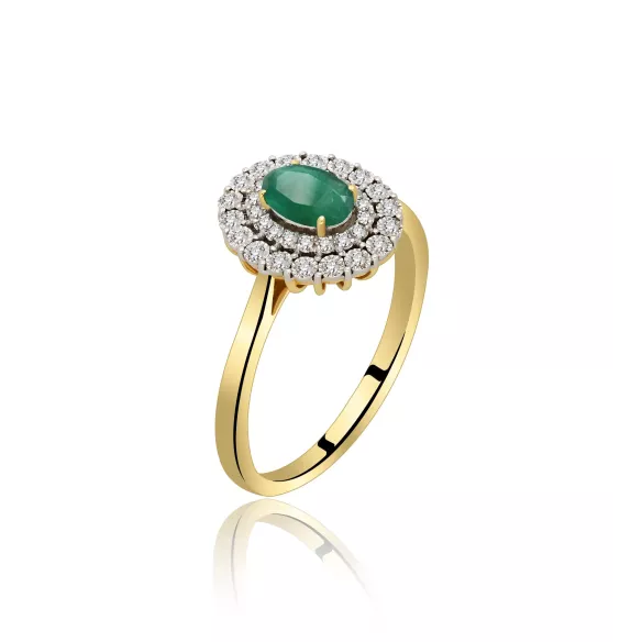 Złoty Pierścionek Z Szmaragdem I Brylantami RSRR538EMY14