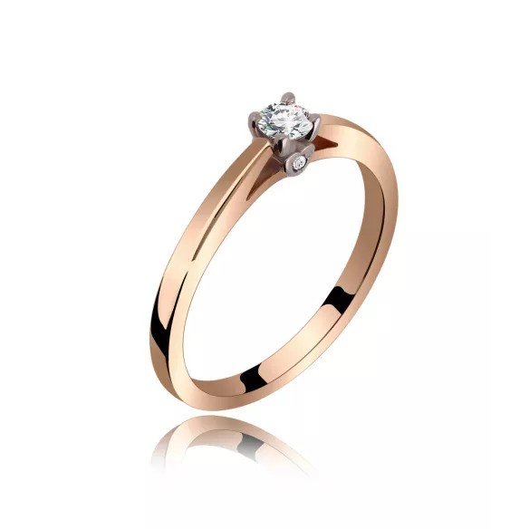 Pierścionek Złoty Z Brylantem 0,17ct Serca RS0404