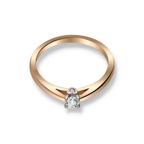 Pierścionek Złoty Z Brylantem 0,17ct Serca RS0404