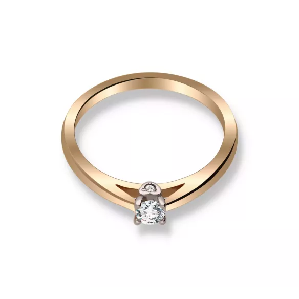 Pierścionek Złoty Z Brylantem 0,17ct Serca RS0404