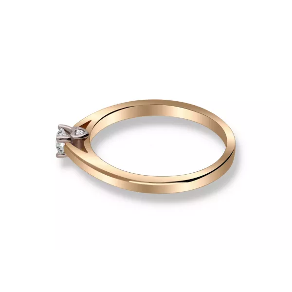 Pierścionek Złoty Z Brylantem 0,17ct Serca RS0404