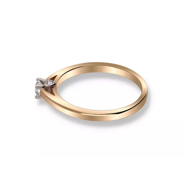 Pierścionek Złoty Z Brylantem 0,17ct Serca RS0404