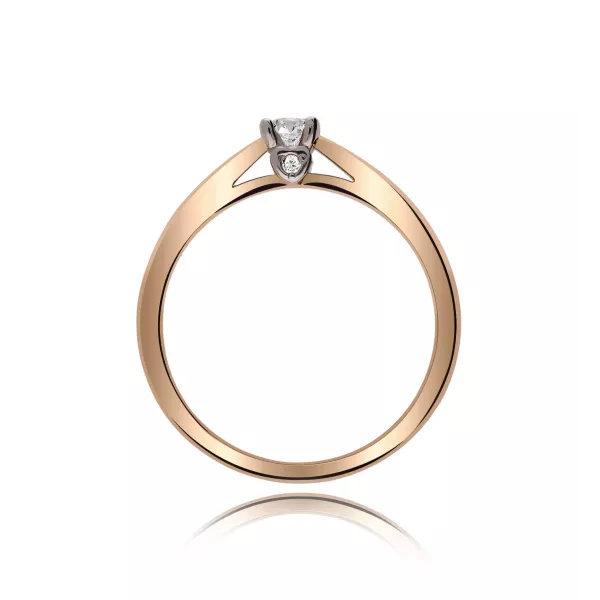 Pierścionek Złoty Z Brylantem 0,17ct Serca RS0404