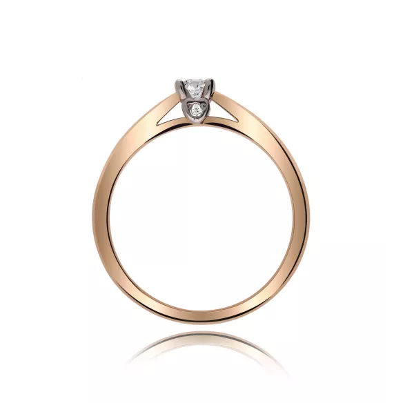 Pierścionek Złoty Z Brylantem 0,17ct Serca RS0404