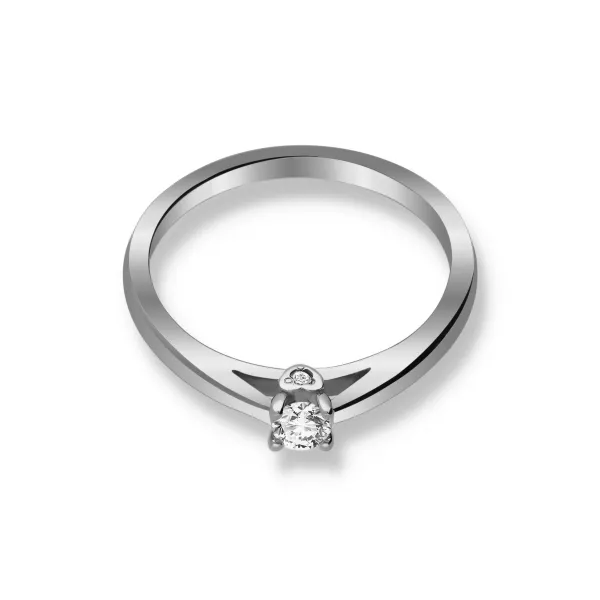 Pierścionek Złoty Z Brylantem 0,17ct Serca RS0404