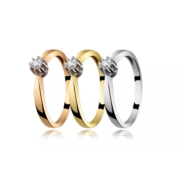 Pierścionek Złoty Z Brylantem 0,10ct RS0156