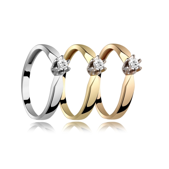 Pierścionek Złoty Z Brylantem 0,10ct RS0041