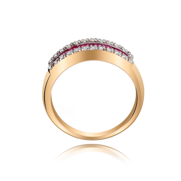 Pierścionek Złoty Z Bylantami I Rubinami RSV0024