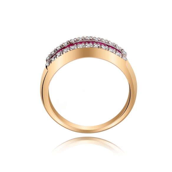 Pierścionek Złoty Z Bylantami I Rubinami RSV0024