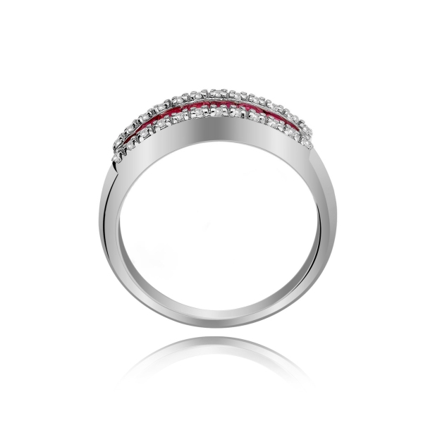 Pierścionek Złoty Z Bylantami I Rubinami RSV0024