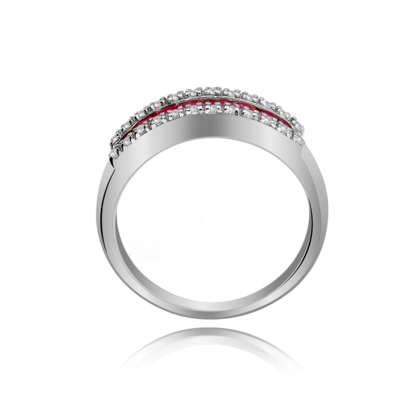 Pierścionek Złoty Z Bylantami I Rubinami RSV0024