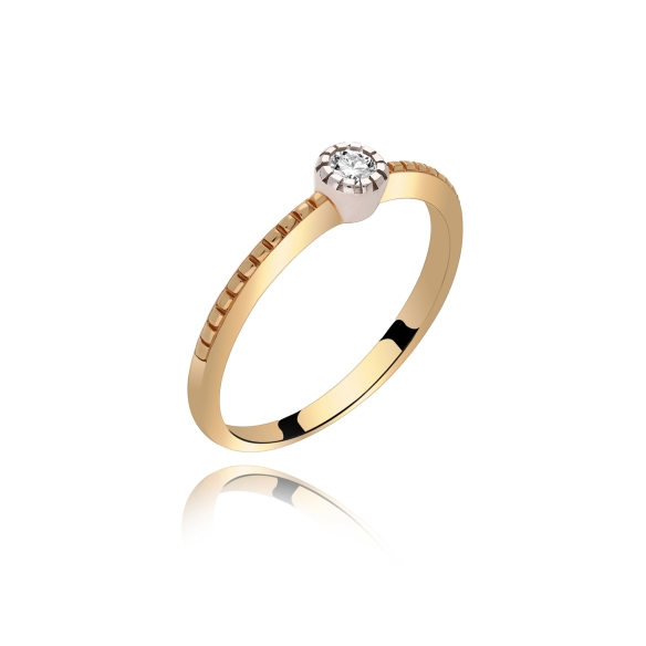 Złoty Pierścionek Z Brylantem 0,10ct RS0416