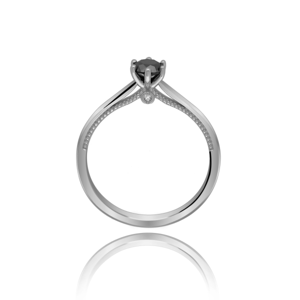 Złoty Pierścionek Białe Brylanty i Czarny Brylant RSM0008