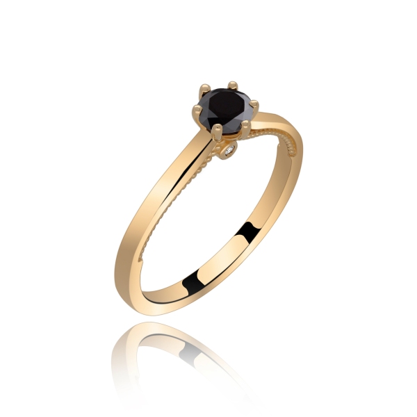 Złoty Pierścionek Białe Brylanty i Czarny Brylant RSM0008