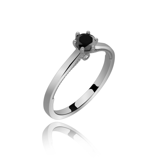 Złoty Pierścionek Białe Brylanty i Czarny Brylant RSM0008